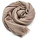 YOBOKO Womens Fashion Long Scarf Linen-Cotton Beautiful Pure Color Soft Scarves,Breathable & Comfortable Super Large Size Shawl Wrap for Outside/Beach, 200 X130 CM (Khaki)