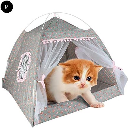 laamei Cat Bed House, Cat Tent Bed, 2-in 1 Self-Warming Comfortable Triangle Cat Igloo Bed Pet Tent House
