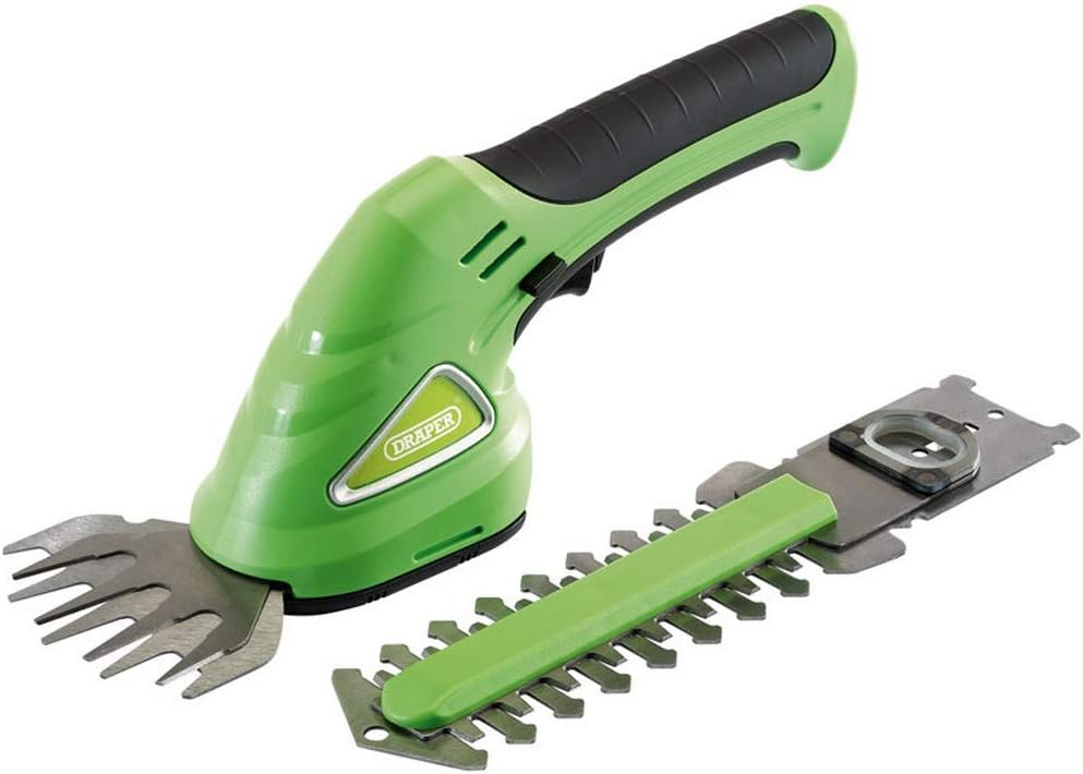 Draper Cordless Grass Shears 7.2 V | Hand Held Mini Hedge Strimmer | Lightweight Multi-Blade Functionality | 53216
