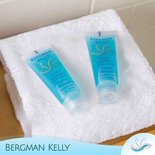 BERGMAN KELLY Round Soap Bars, 2in1 Shampoo & Conditioner 2-Piece Set (Tropical Waterfall, 1 oz each, 100 pc), Delight Your Guests with Revitalizing & Refreshing Travel Toiletries & Hotel Amenities - Thumbnail 2