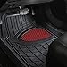 FH GROUP Car Seat Covers Premium Tall Channel Rubber Trimmable Floor Mats w. FH3001 Snake Pattern Silicone Steering Wheel Cover- Universal Fit for Trucks, SUVs, and Vans (Burgundy/Black) F11311