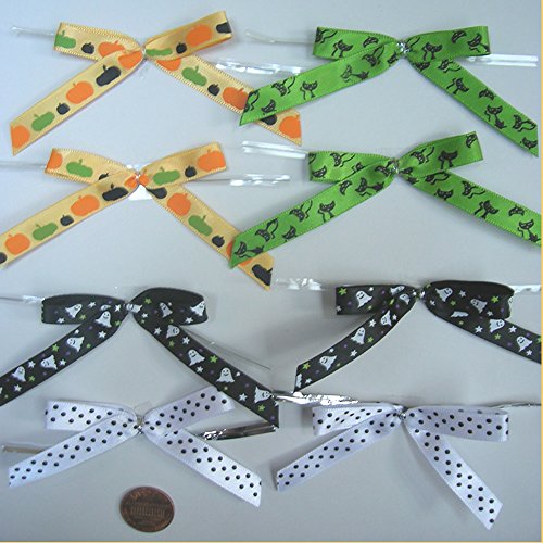 25pcs Pre-tied Ribbon Bows for Halloween - Ghost