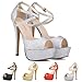 ZriEy Women Sandals 14CM / 5.5 inches High-Heeled Peep Toe Platform Party Sandals for Wedding Working Shoes Double Color