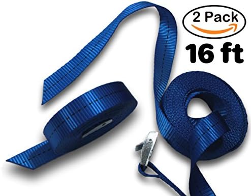 Lashing Straps, Henele 16 Feet Tie Down Straps For Kayaks, Roof Racks, Cargo & Trucks, Heavy Duty Polyester Yarn Luggage Strap with Zinc Alloy Cam Buckle, 550 Lbs Breaking Strength, 2-in-1 Pack