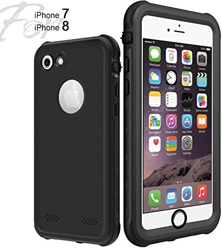 iPhone 7 8 Waterproof Case, Shockproof IP68 Waterproof Case with Scratch Proof Screen Protector Protective Full Body Cover SnowProof DustProof Case for iPhone 7 8, Black