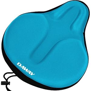 DAWAY Comfortable Exercise Bike Seat Cover C6 Large Wide Soft Foam & Gel Padded Bike Saddle Cushion for Women Men…