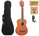 Left Hand Oscar Schmidt Concert Ukulele , Mahogany, Lefty, OU2LH, Includes: EXTRA Set of Aquila Nylgut 7U Strings, Digital Clip-On-Tuner, HP Padded Gig Bag & TMS Polishing Cloth