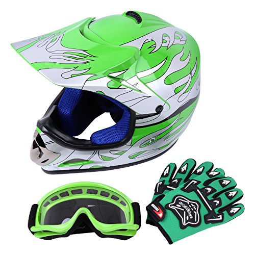 Buy PanelTech DOT Youth Green/Silver Dirt Bike ATV Motocross Helmet