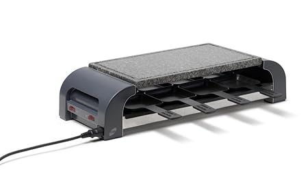 Stöckli Grill PIZZAmax8 Hot'Stone, schwarz, Granitplatte, Minipizzas Raclette Grilladen, 8 Personen, 2800.02HS