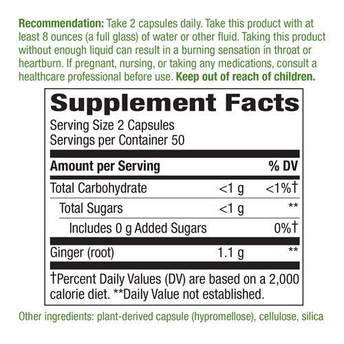 image for Nature's Way Premium Herbal Ginger Root, Digestive Support, 550 mg, 10
