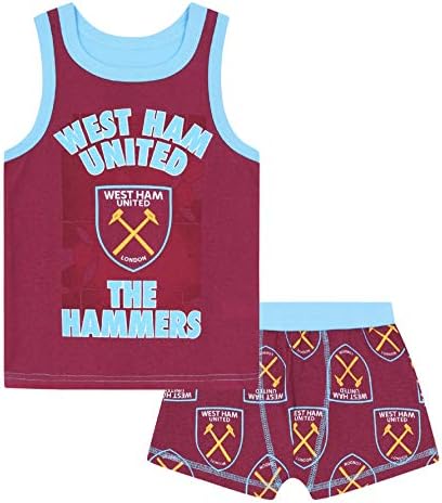 West Ham United FC Official Soccer Gift Boys Boxer Shorts & Vest Set