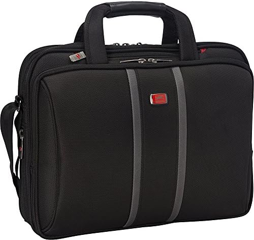 Mancini Leather Goods Double Compartment 15.4" RFID Laptop Briefcase (Black)