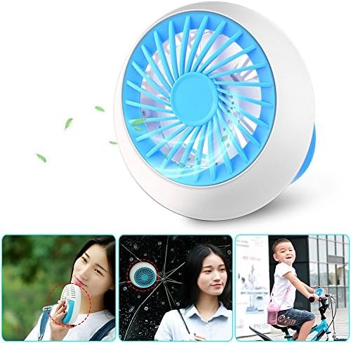 Mini USB Fan, Pandawell™ 3-Speed Rechargeable Umbrella Hanging Portable Mini USB Desktop Fan Electric Fan - Blue