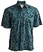 Johari West Men's Button-Down Short Sleeve Shirt, Geometric Forest (Aqua, Large)