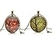 TL Set of 2 Vintage Ladies' Necklace the Tree of Life Glass Gem Pendant Long Chain Blessing Necklaces
