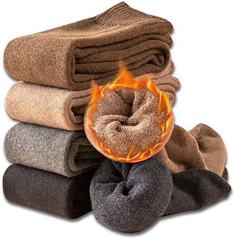 ツジヤ 靴下 メンズ 冬 ハイソックス もこもこ靴下 厚手 防寒 あったか靴下 モコモコ靴下 足の冷えない不思議な靴下 暖かい靴下 休み ビジネスソックス 4足セット 裏起毛 25 28 防臭 黒 綿