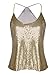 Anna-Kaci Womens All Over Shiny Sequin Spaghetti Strap Vest Camisole Tank Top