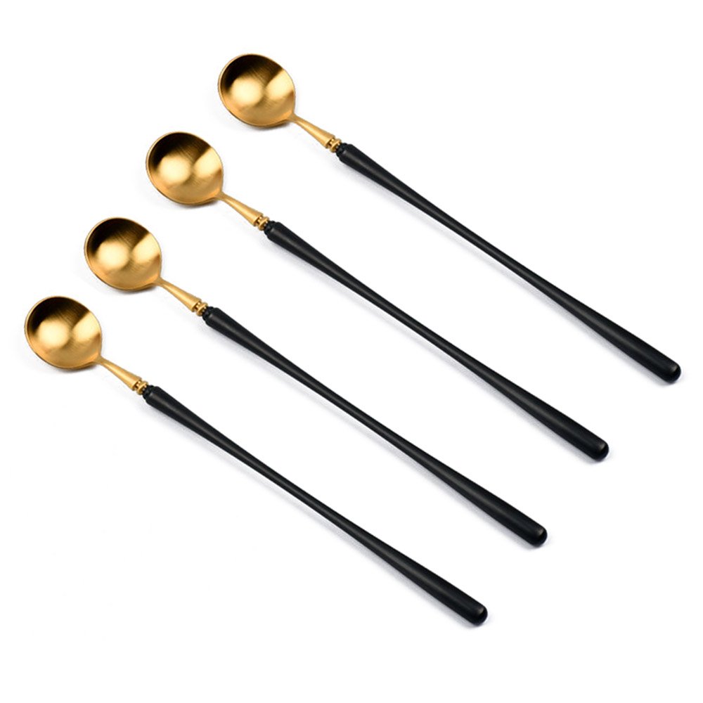 Long Handle Cocktail Stirring Spoons, Matte Black Dishwasher Safe, Pack
