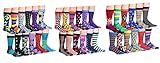 J.Korn Men's 12 Pack Colorful Funky Patterned Crew Dress Socks