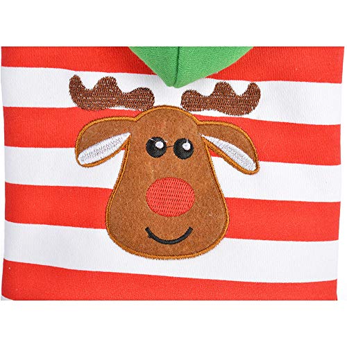 Christmas Pet Dog Puppy Hoodie Striped Style Warm Clothes Elk Dress Up Xmas Coat Dog Apparel Dog Jacket Small Dogs Pet Clothes for Dog Cat Puppy Coat Sweatshirt Sweater Dog Outfits (Red, M)