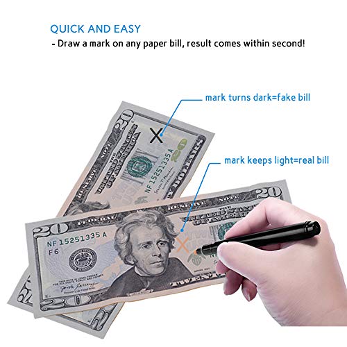 TIHOO Counterfeits Money Detector Pen with UV Light, Money Marker Counterfeit Bill Detector, Fake Bill Detector Pen Checker, 3 Pack