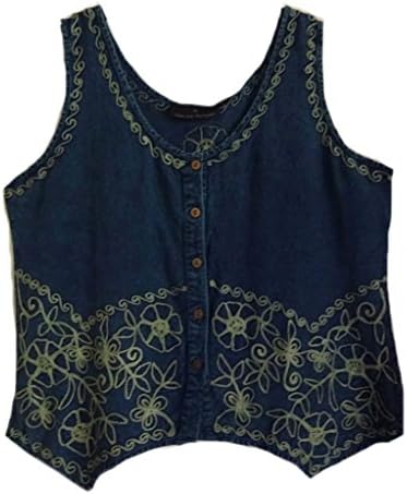Sacred Threads Homespun Woven Embroidered Tank Top Small