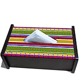 Kolorobia Peacock Wood Tissue Box (TBEL03), Multicolor