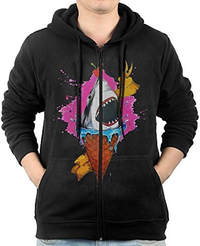 Ice Cream Cone Shark Hooded Sweatshirt Full Zip Hoodie With Pocket For Men