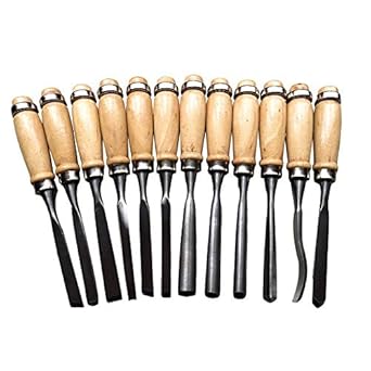 Generic 12Pcs Woodworking Wood Carving Hand Chisel Professional Tool Set