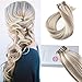 Moresoo Clip in Hair Extensions Human Hair 12inch Ash Blonde Hair Extensions Clip in Color #P18/613 Full Head Thick Straight Hair 5Pieces 70Grams Human Hair Clip in Extensions