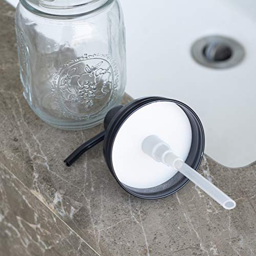 Easy-Tang Clear Glass Soap Dispenser for Kitchen, Bathroom - Refillable Wash Hand Liquid Bottle, 16 Oz Mason Jar with Black Pump Holder, Ideal for Dish Detergent, Essential Oil, Shampoo Lotion - Thumbnail 3