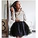 21KIDS Girl Casual Polka Dotted Multilayer Ruffled Long Sleeve Party Dress,Black,6