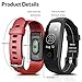 Coffea Fitness Tracker, H7-HR Activity Tracker : Heart Rate Monitor Wireless Bluetooth Smart Wristband Bracelet, Waterproof Fitness Watch with Replacement Band for Android & IOS (Black+Red Band)