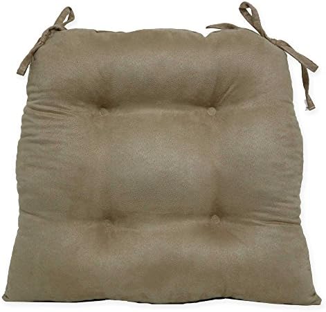 Dining chairs Pad with tufted faux Design and ties to Keep it in Place. 100 Percent Polyester Cover in Khaki (Set of 4) (Khaki)