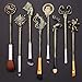 YINUO Vintage Game of Thrones Metal Handle Makeup Brush Sets Gift,Foundation Blending Powder Eyeshadow Blush Cosmetic Brush Set with Silver Bag Pack of 8 (Game of Thrones[Bronze])
