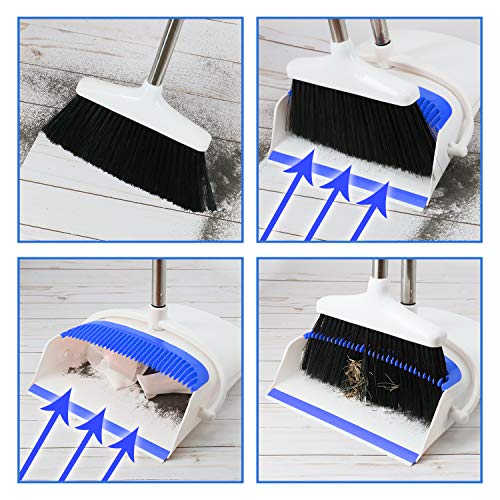 Broom and Dustpan Set - Strongest 30% Heavier Duty - Upright Standing Dust Pan with Extendable Broomstick for Easy Sweeping - Easy Assembly Great Use for Home, Office, Kitchen, Lobby Etc.- by Kray
