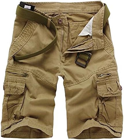 Congs Men's Casual Outdoor Relaxed Cotton Army Cargo Shorts Pants-beige-26