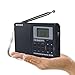 SEMIER Portable Shortwave Travel AM FM stereo Radio with Clock, Alarm, Clear Loudspeaker, Earphone Jack and USB Power Cord (Power Bank Not Included)