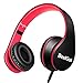 BESTGOT Kids Headphones BG6002 Children Headphones for Kids Boys Adult with Microphone Volume Control Foldable Headset with 3.5mm Plug Removable Cord (Black/Red)