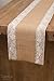 Ling's moment Natural Hessian Burlap Table Runner 108 Inch White Lace Trim for Thanksgiving Christmas Country Rustic Wedding Decorations Farmhouse Kitchen Decor