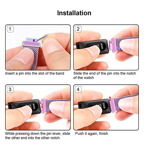 SWEES Metal Band Compatible Fitbit Inspire & Fitbit Inspire HR, Stainless Steel Magnetic Replacement Band Accessories Small Large for Women Men, Silver, Black, Lilac, Sangria, Champagne, Colorful - Thumbnail 2