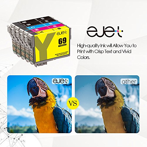E-jet Remanufactured for Epson 69 Ink Cartridge use with Stylus C120 CX5000 CX6000 CX8400 CX9400 NX115 NX215 NX305 NX400 NX410 NX415 NX515 WorkForce 30 40 600 610 615 1100 1300 (10 Pack)