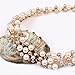 QIYUN.Z Multi-Row Strand Pearl Beaded Torsade Bib Choker Collar Necklace Earrings Set