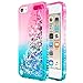 iPod Touch 7 Case, iPod Touch 5/6 Case with Premium HD Screen Protector for Girls, NageBee Glitter Sparkle Liquid Floating Durable Clear Cute Case for iPod Touch 7th/6th/5th Generation -Pink/Aqua