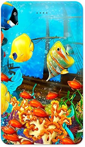 Decorative Battery Pack Amped Art Portable Charger 5000mAh Total 1.0A Output 2-Port Output Power Bank Portable Battery Charger for iPhone, iPad, and Other Smart Devices - Coral Reef