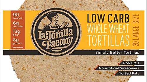 La Tortilla Factory Whole Wheat Low Carb Tortillas (Large Size)- Pack of 20 - 43.7 Oz / 2.73 Lb