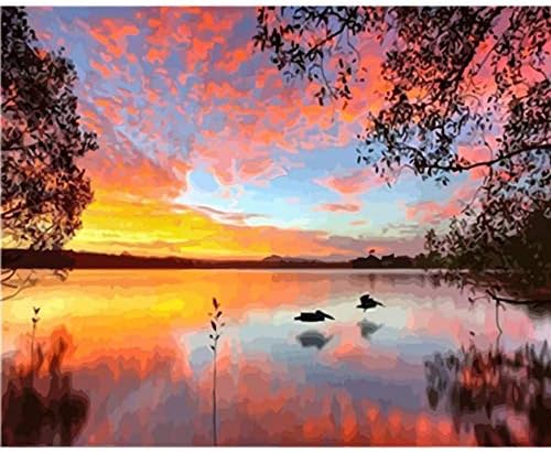 VVNASD 1000 Piece Jigsaw Puzzle For Adults Sun Set Lake Landscape Modern Art Picture Home Art Toys Fun Games Wood Great Educational Gift For Kids