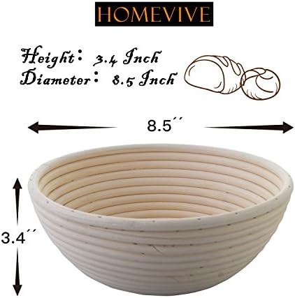 Banneton Brotform Bread Dough Proofing baking Rising Rattan Basket with Removable Liner,8.5 Inch.