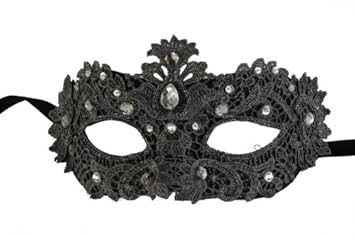 Amazon Com New Laser Cut Venetian Design Smokey Gray Masquerade Halloween Ballroom Mask Elegantly Detailed And Decorated With Crystal Clear Gems Facial Masks Beauty