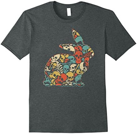 Mens RABBIT Halloween T-shirt Skeleton Skull Vintage Retro 3XL Dark Heather